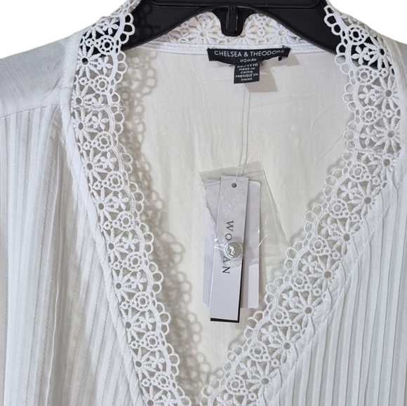 Chelsea & Theodore Knot Front, Lace, Flowy Blouse Plus - Picture 2 of 4